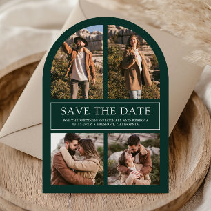 Modern Emerald Green Arch Photo Collage Wedding Save The Date