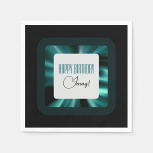 Modern Emerald Green Black and White Napkins