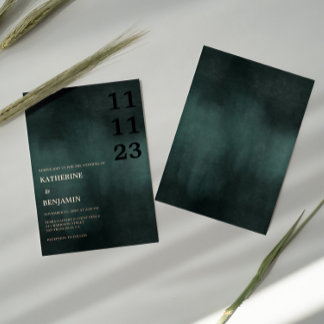 Modern Emerald Green Black Elegant Wedding Foil Invitation