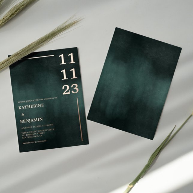 Modern Emerald Green Black Elegant Wedding Foil Invitation (Creator Uploaded)