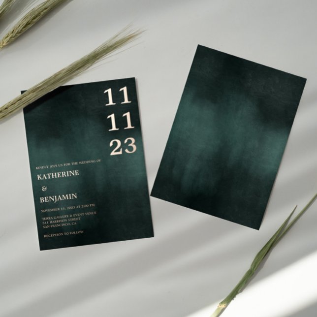 Modern Emerald Green Black Elegant Wedding Foil Invitation (Creator Uploaded)