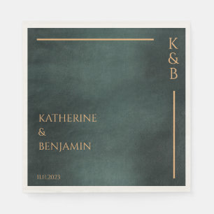 Modern Emerald Green Black Elegant Wedding Napkins