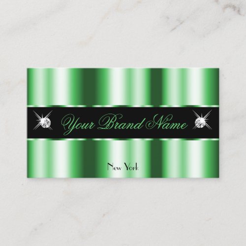 Modern Emerald Green Black Sparkle Jewels Stylish  Business Card