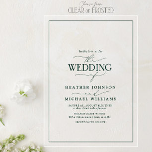 Modern Emerald Green Calligraphy Wedding Acrylic Invitations