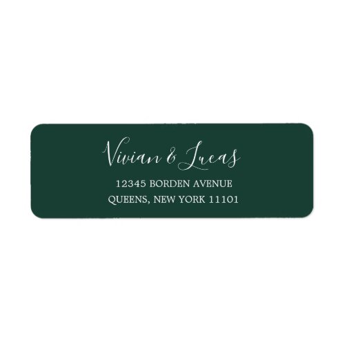 Modern Emerald Green Chic Script Return Address Label