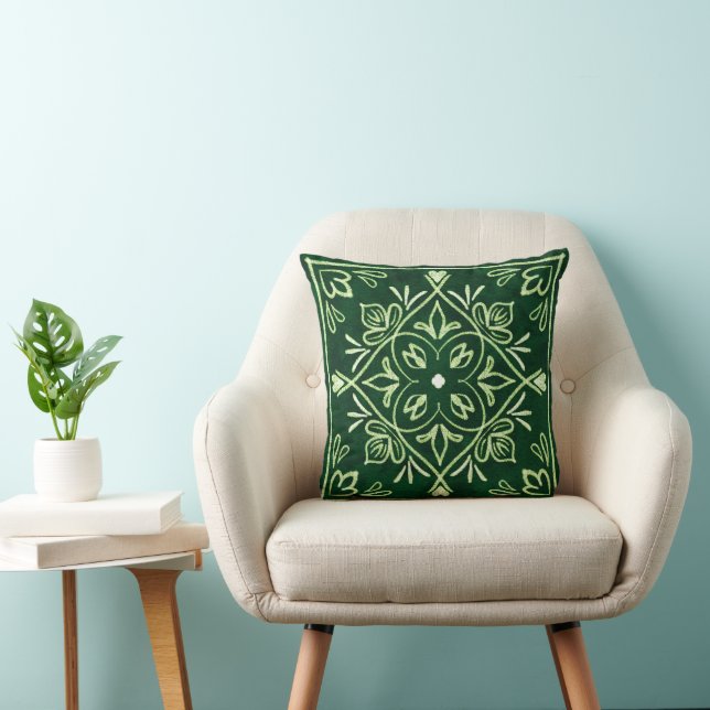 Modern Emerald Green Elegant Throw Pillow (Chair)