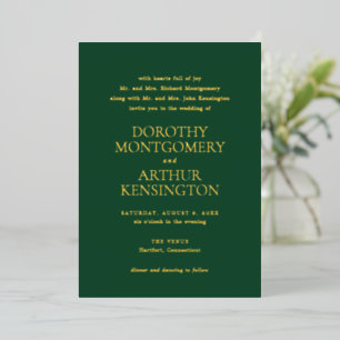 Modern Emerald Green Elegant Wedding Foil Invitation