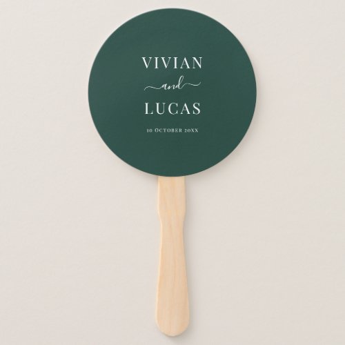 Modern Emerald Green Formal Minimal Wedding Hand Fan