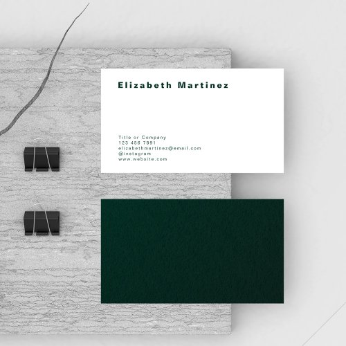 Modern Emerald Green Front and Back Personalized Business Card