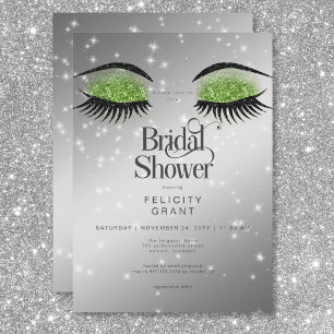 Modern Emerald Green Glam Eyes Bridal Shower Invitation