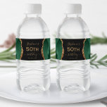 Modern Emerald Green Gold Agate Dark 50th Birthday Water Bottle Label<br><div class="desc">This modern 50th birthday design features an emerald green watercolor agate and gold faux glitter border on the left and right sides. Personalize it with the guest of honor's name in elegant gold-colored handwriting script over a large "50th" on an off-black background,  with the date below.</div>