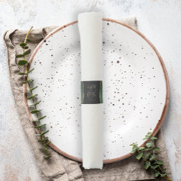 Modern Emerald Green Gold Agate Dark Wedding Napkin Bands