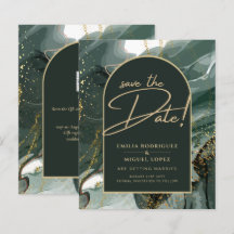 Modern Emerald Green Gold Agate Marble WEDDING