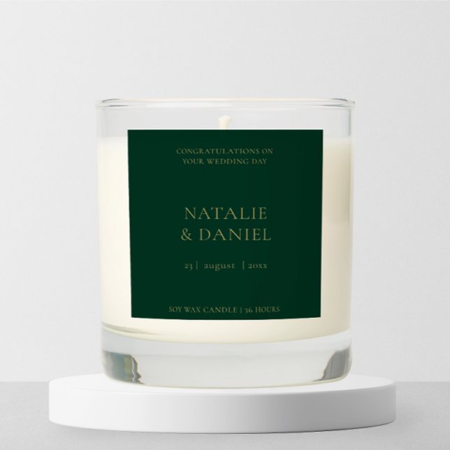 Modern Emerald Green & Gold Couple Wedding Gift Scented Candle (Creator Uploaded)