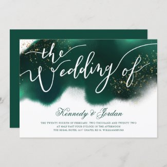 Emerald Green Wedding Invitations and RSVP Cards