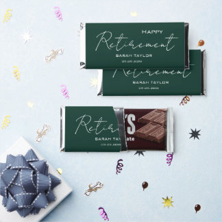 Modern Emerald Green Happy Retirement Hershey Bar Favors