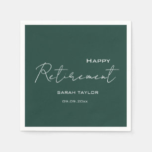 Modern Emerald Green Happy Retirement Napkins