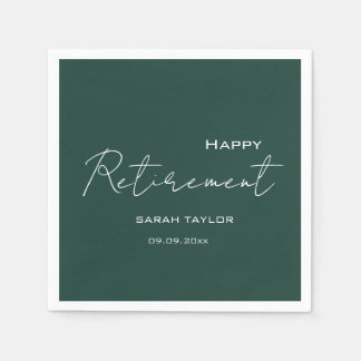 Modern Emerald Green Happy Retirement Napkins