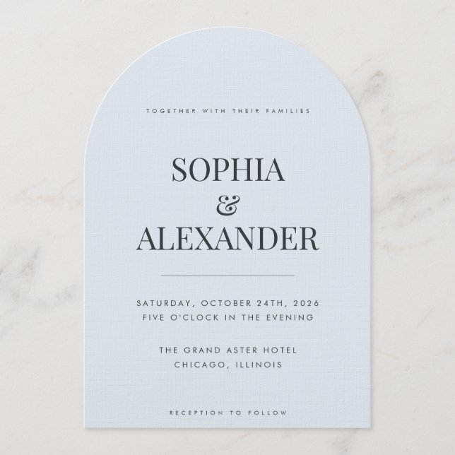 Modern Emerald Green & Ice Blue Arch Invitation (Front)