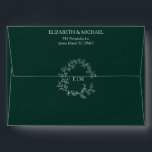 Modern Emerald Green Leafy Crest Monogram Wedding Envelope<br><div class="desc">We're loving this trendy, modern emerald green wedding envelope! Simple, elegant, and oh-so-pretty, it features a hand drawn leafy wreath encircling a modern wedding monogram. View suite here: https://www.zazzle.com/collections/emerald_green_leafy_crest_monogram_wedding-119957580948924617 Contact designer for matching products to complete the suite, OR for color variations of this design. Copyright Anastasia Surridge for Elegant Invites,...</div>