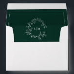 Modern Emerald Green Leafy Crest Monogram Wedding Envelope<br><div class="desc">We're loving this trendy, modern emerald green wedding envelope! Simple, elegant, and oh-so-pretty, it features a hand drawn leafy wreath encircling a modern wedding monogram. View suite here: https://www.zazzle.com/collections/emerald_green_leafy_crest_monogram_wedding-119957580948924617 Contact designer for matching products to complete the suite, OR for color variations of this design. Copyright Anastasia Surridge for Elegant Invites,...</div>