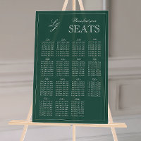 Modern Emerald Green Monogram Script Wedding Seat
