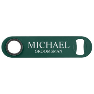 Modern Emerald Green Personalized Groomsman Bar Key