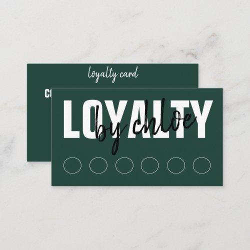Modern Emerald Green Punch Script Loyalty Card
