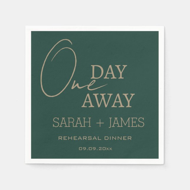  Modern Emerald Green Rehearsal Dinner Wedding Napkins (Front)