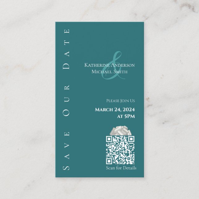Modern Emerald Green-Save the Date-QR code- Business Card (Front)