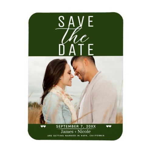 Modern Emerald Green Save the Date Wedding Photo Magnet