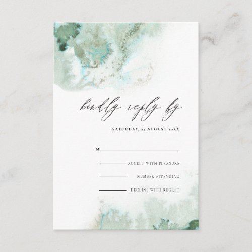 Modern Emerald Green Silver Agate Wedding RSVP Enc Enclosure Card