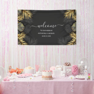Modern Emerald Green Tropical Destination Wedding  Banner