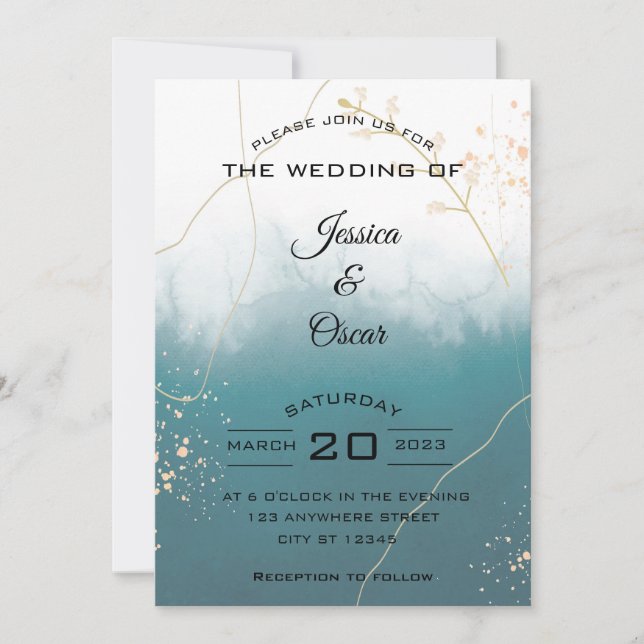 Modern Emerald Green Wedding Invitation (Front)