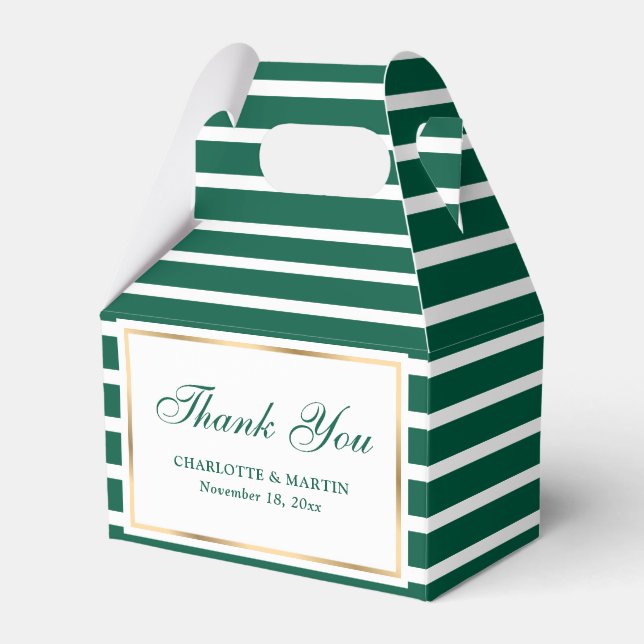 Modern Emerald Green Wedding Thank You Favor Boxes (Front Side)
