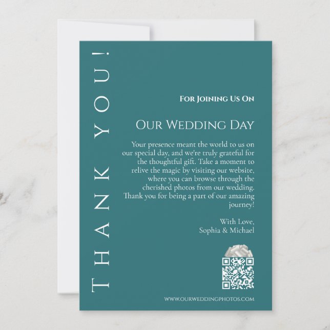 Modern Emerald Green-Wedding Thank You- Invitation (Front)