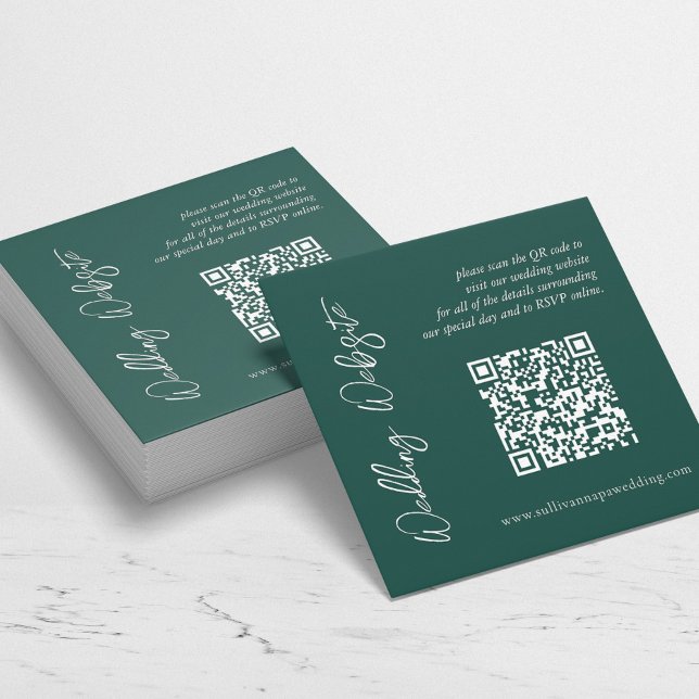 Modern Emerald Green Wedding Website Enclosure Note Card (Creator Uploaded)