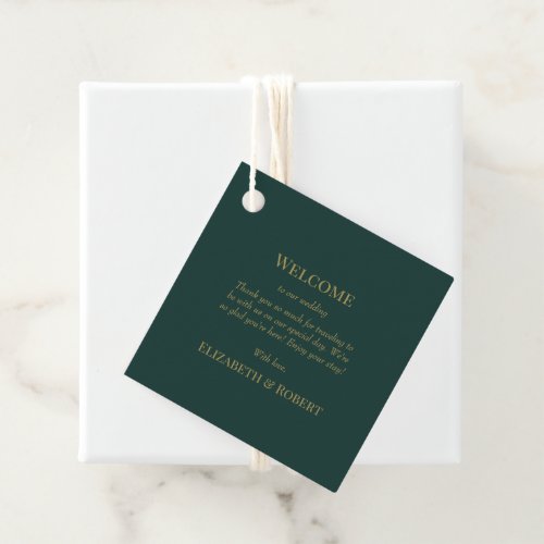 Modern Emerald Green Wedding Welcome Gift Tag