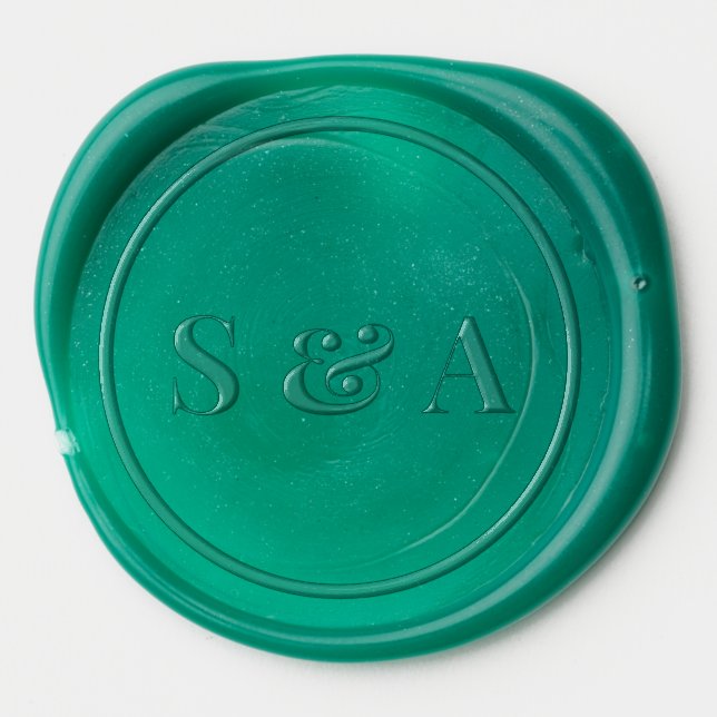Modern Emerald Green With Monogram Wax Seal Sticker (Front)