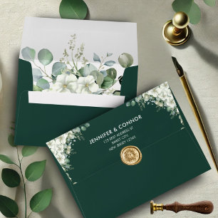 Modern Emerald Greenery Wedding Envelopes