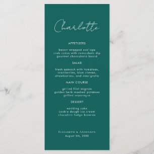 Modern Emerald Name Place Card Wedding Dinner Card