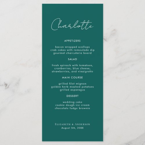 Modern Emerald Name Place Card Wedding Dinner Card