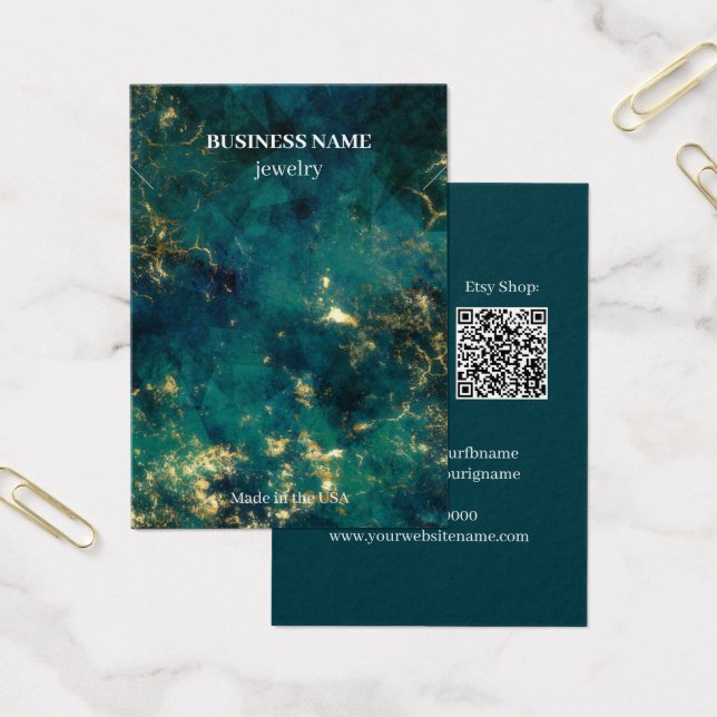 Modern Emerald QR Code Jewelry Business Necklace (Office)