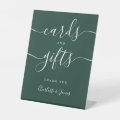 Modern Emerald Signature Script Cards And Gifts Pedestal Sign | Zazzle