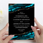 Modern Emerald Teal And Gold Wedding Invitation at Zazzle