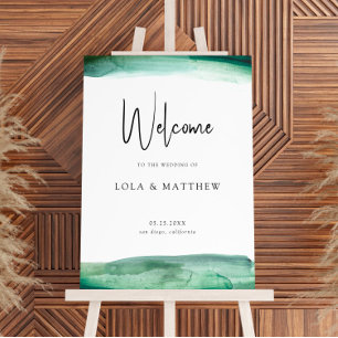 Modern Emerald Watercolor Welcome Sign
