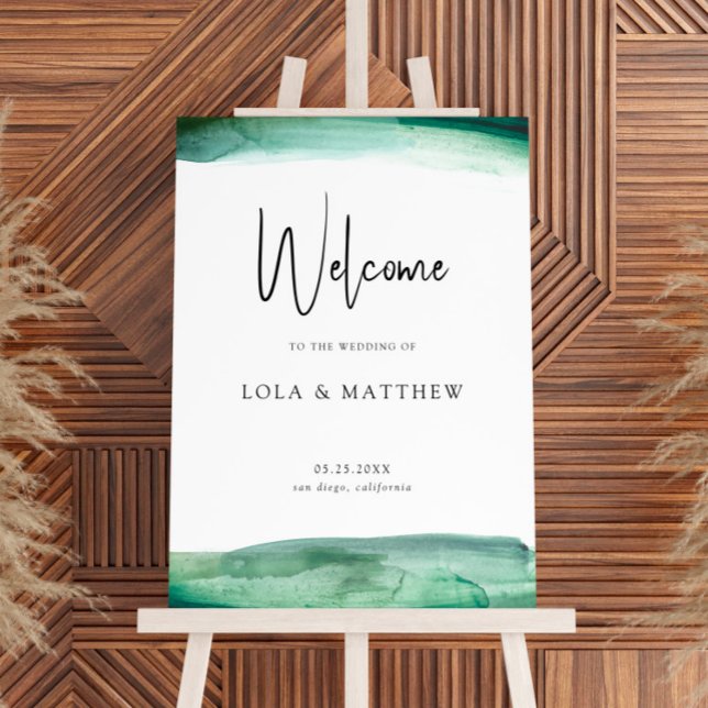 Modern Emerald Watercolor Welcome Sign (Creator Uploaded)