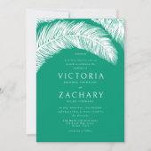 Modern Emerald White Summer Palm Leaves Wedding Invitation (Front)