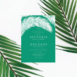 Modern Emerald White Summer Palm Leaves Wedding Invitation<br><div class="desc">This vibrant and modern wedding invitation is perfect for the summer season. It features hand-drawn palm tree leaves with elegant typography. The color scheme includes emerald green and white. It's simple, minimal, classy, and stylish; the perfect design to impress your guests. This style can be used for a formal or...</div>