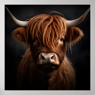 Modern emotive highland cow poster wall art print